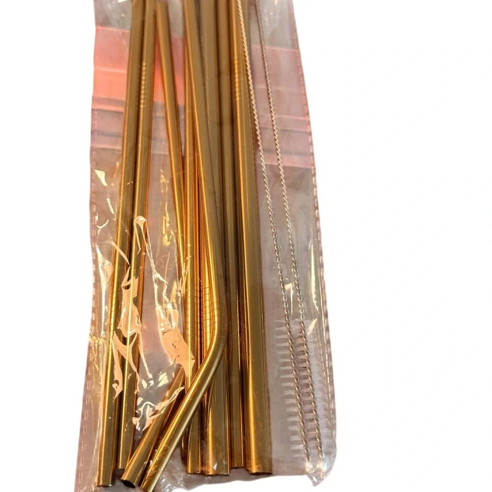 DesignWorks‎ Ink Strawsome Stainless Steel Straw Set OS Coral NEW 8 Straws Case
